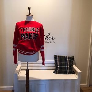 NEW Graphic Red Sweater "Trouble Maker"